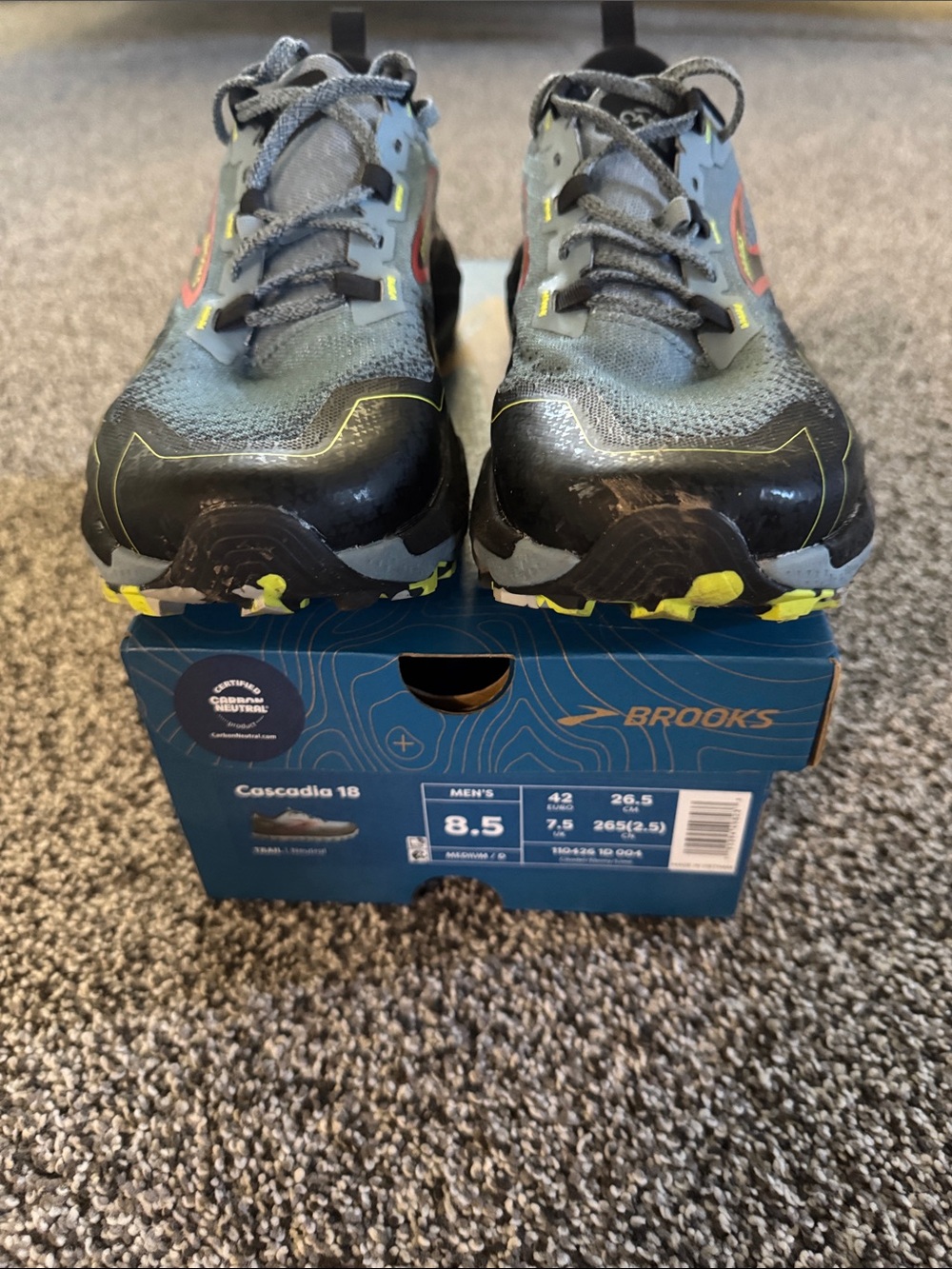 Brooks Cascadia Mountain Trail Shoes - Gray with Yellow Accents